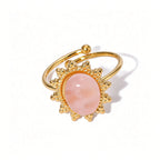 Waterproof Sunburst Multi-Stone Adjustable Ring