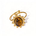 Waterproof Sunburst Multi-Stone Adjustable Ring
