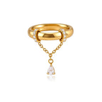 Waterproof Gold Dangle CZ Ring