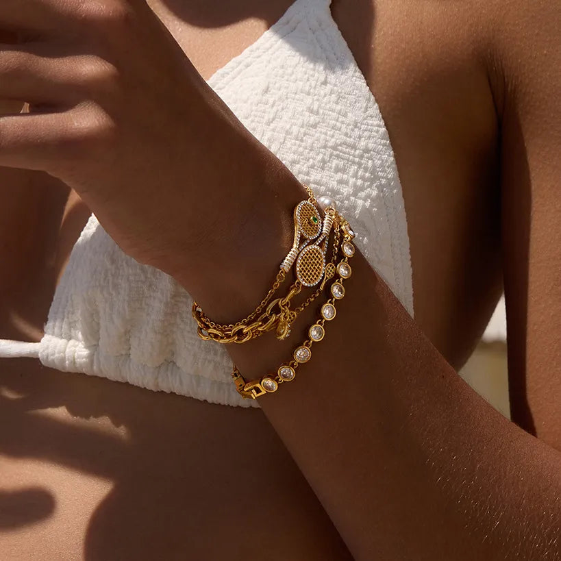 Waterproof CZ Sports Charm Tennis Bracelet