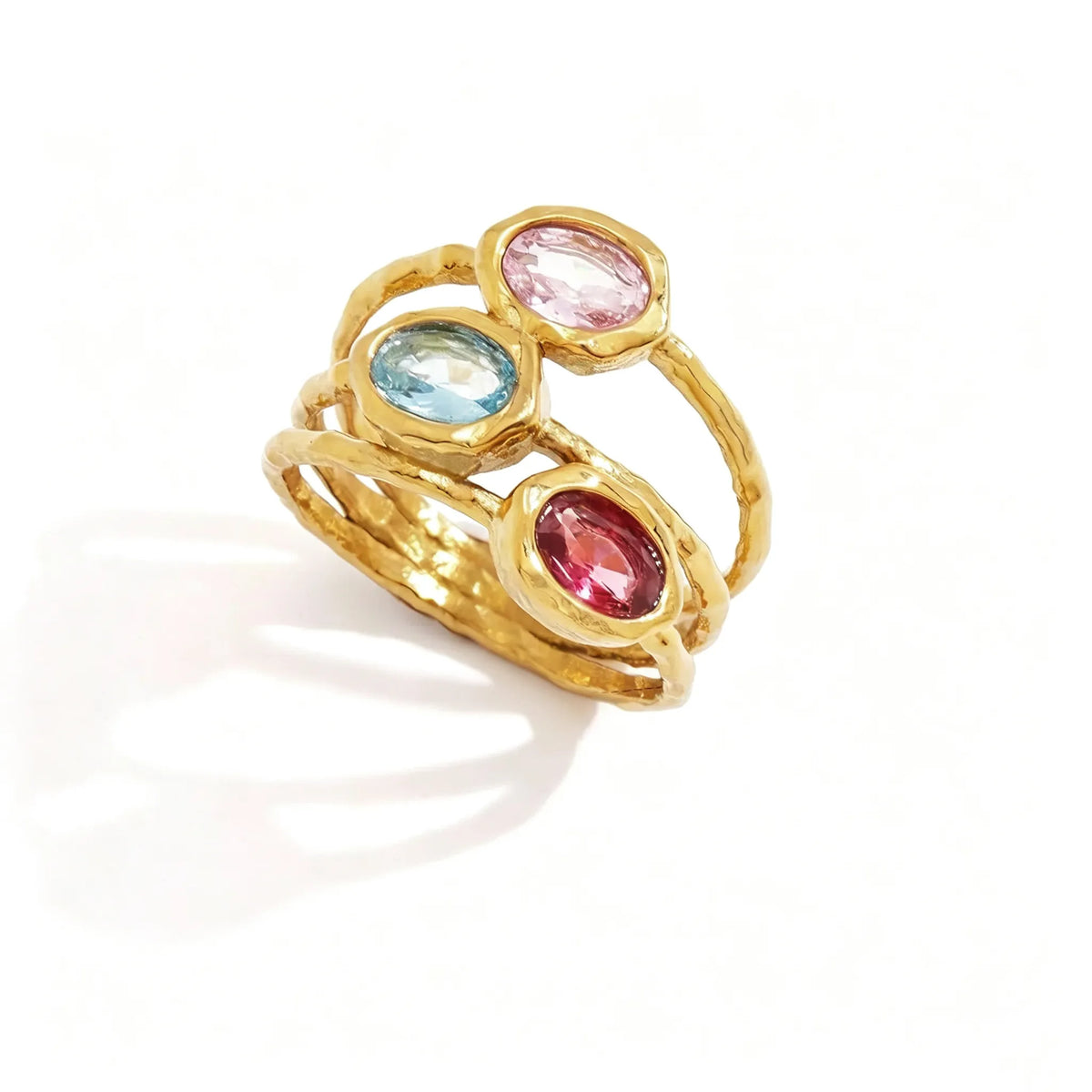 Waterproof Multicolor CZ & Enamel Vintage Statement Ring