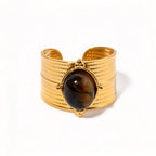 Waterproof Gold Tiger's Eye Open Ring