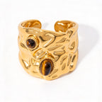 Waterproof Gold Tiger's Eye Open Ring