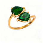 Waterproof Vintage Emerald Green CZ Ring