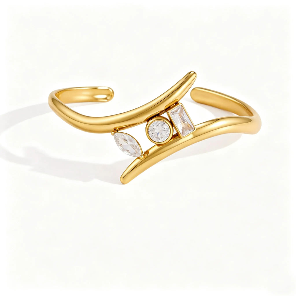 Waterproof Trio CZ Cuff Bracelet