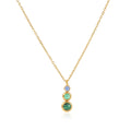 Waterproof Trio Stone Pendant & Cable Chain Necklace