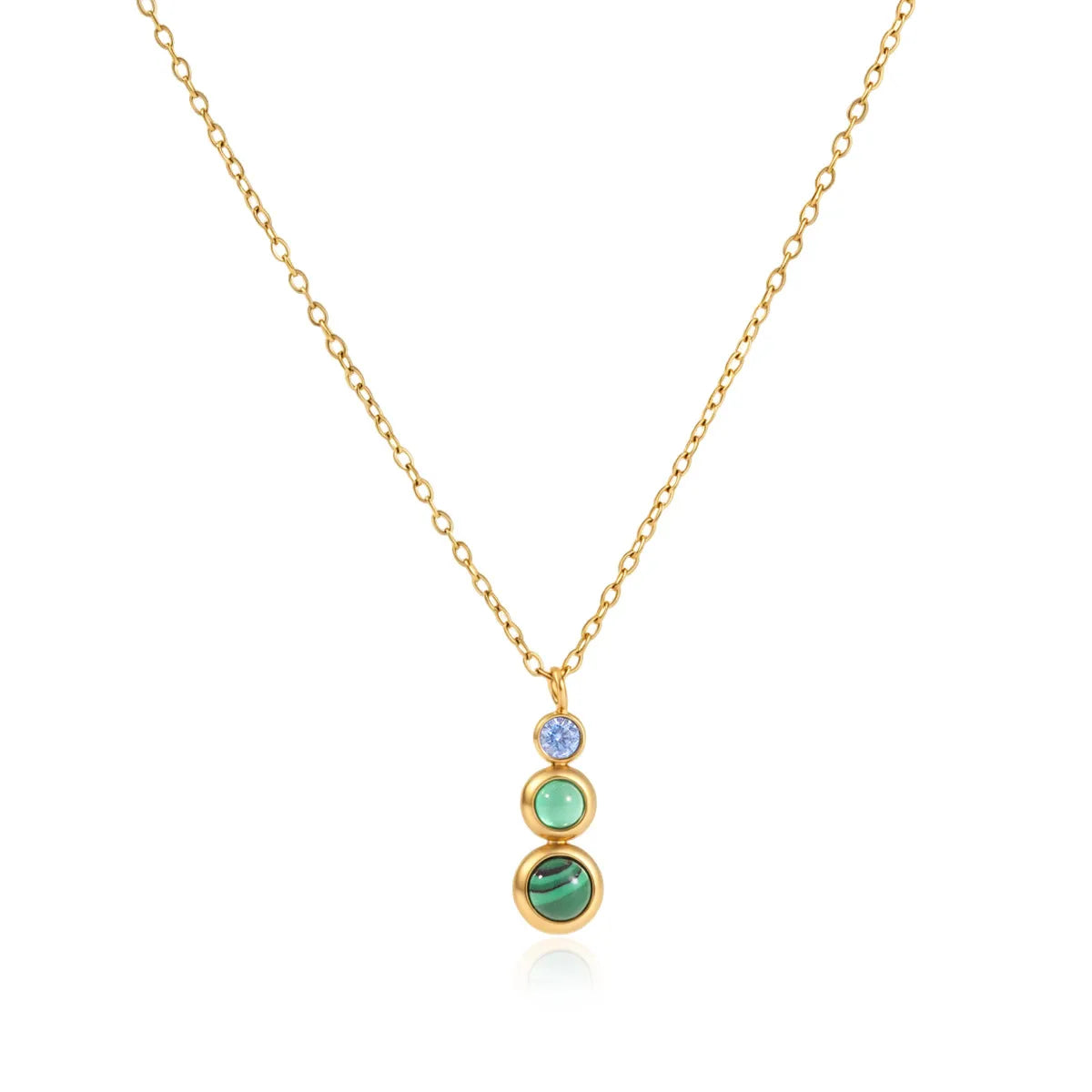 Waterproof Trio Stone Pendant & Cable Chain Necklace