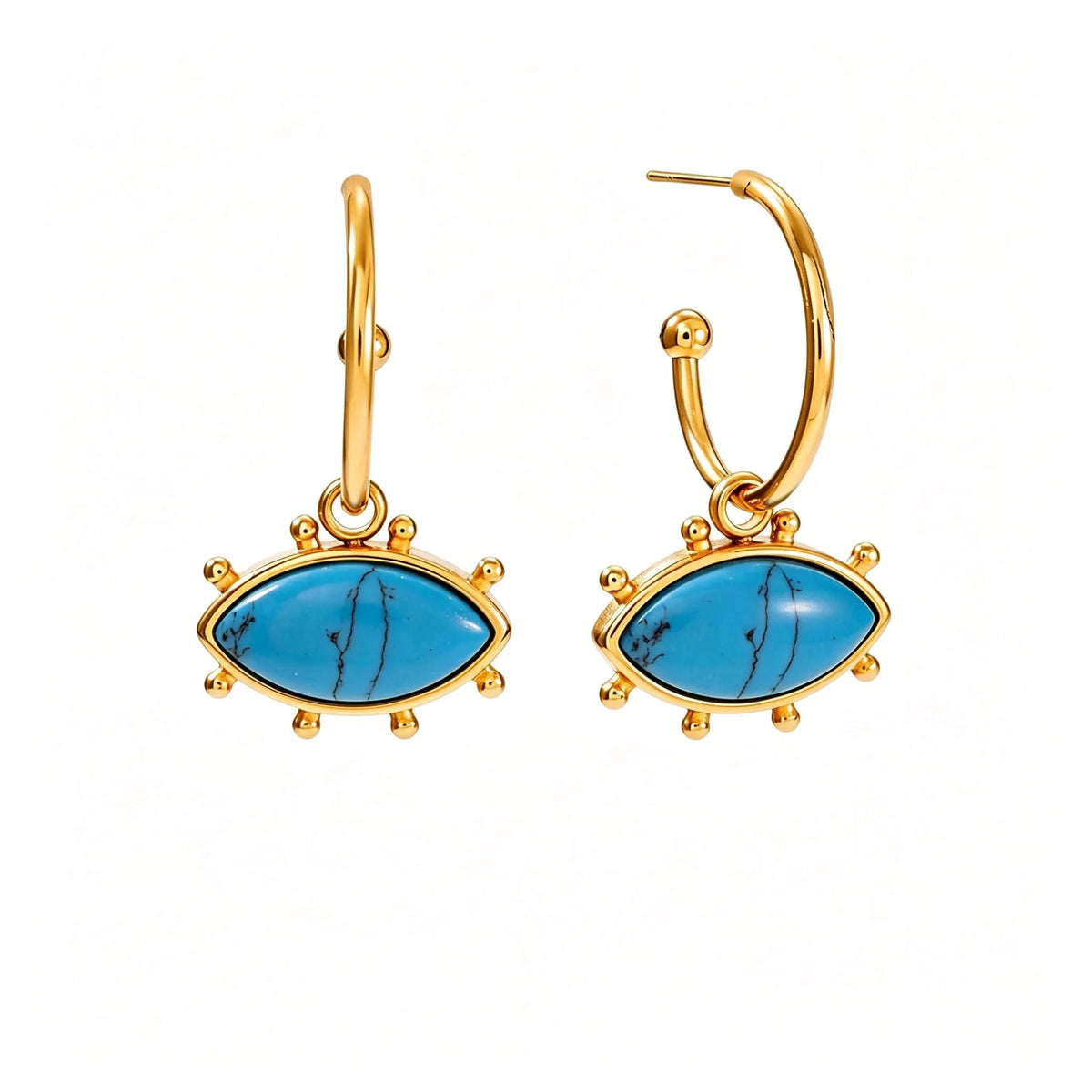 Waterproof Gold Evil Eye Earrings