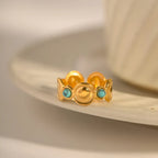 Turquoise Disc Open Ring – Waterproof 18K Gold