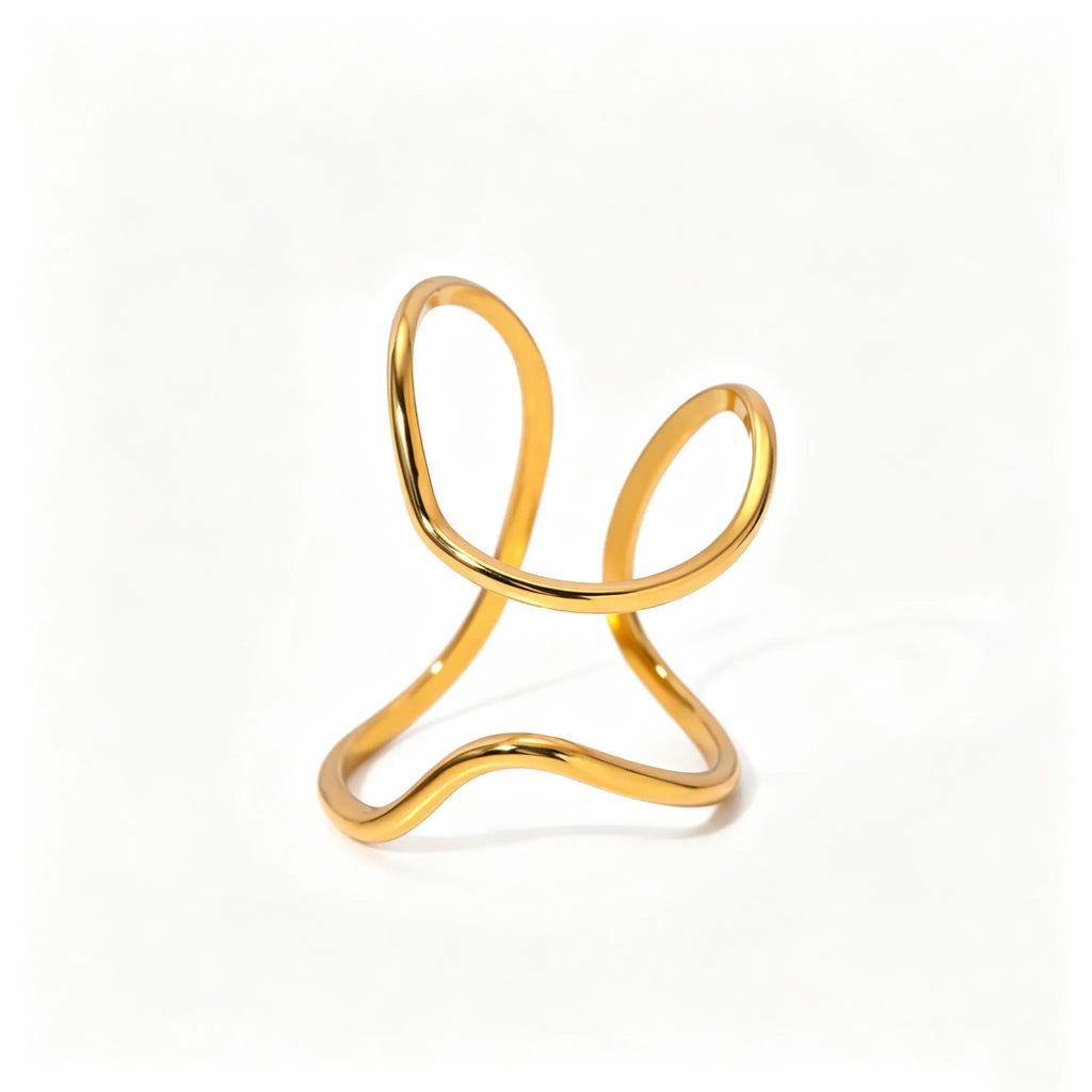 Waterproof Sculptural Geometric Cuff Open Rings