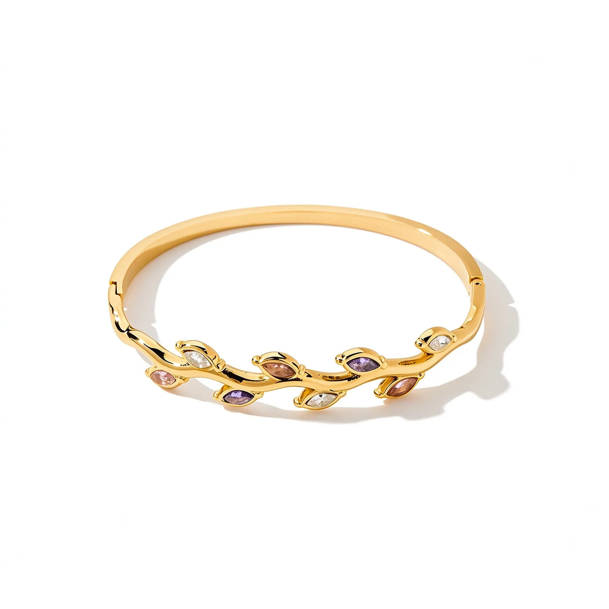 Waterproof Gold Vine Marquise CZ Bangle