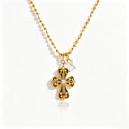 Waterproof Cross Pave CZ Pendant Necklace