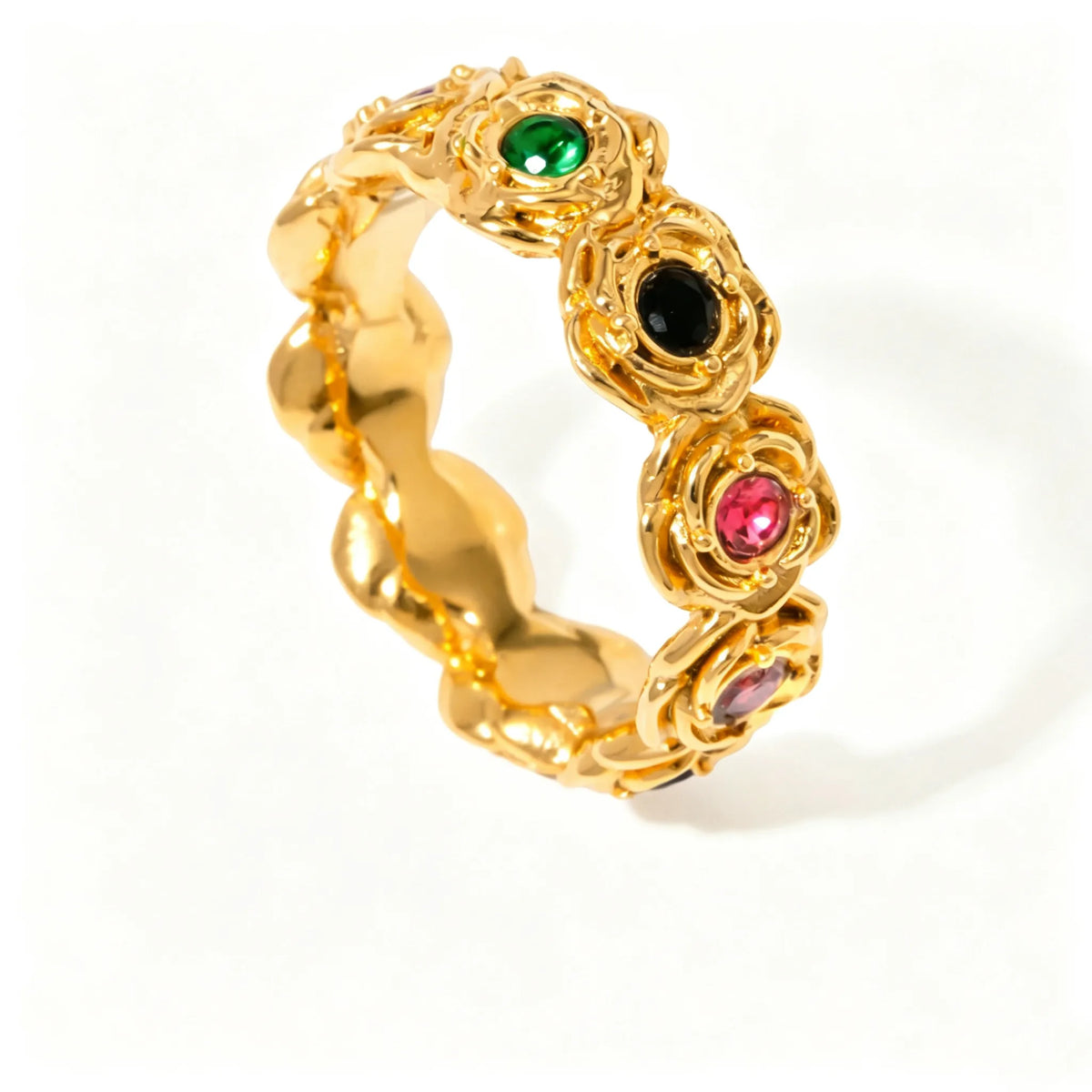 Waterproof Multicolor CZ & Enamel Vintage Statement Ring