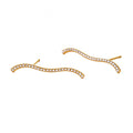Waterproof Gold Wave Pave CZ Ear Climber Earrings