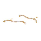 Waterproof Gold Wave Pave CZ Ear Climber Earrings