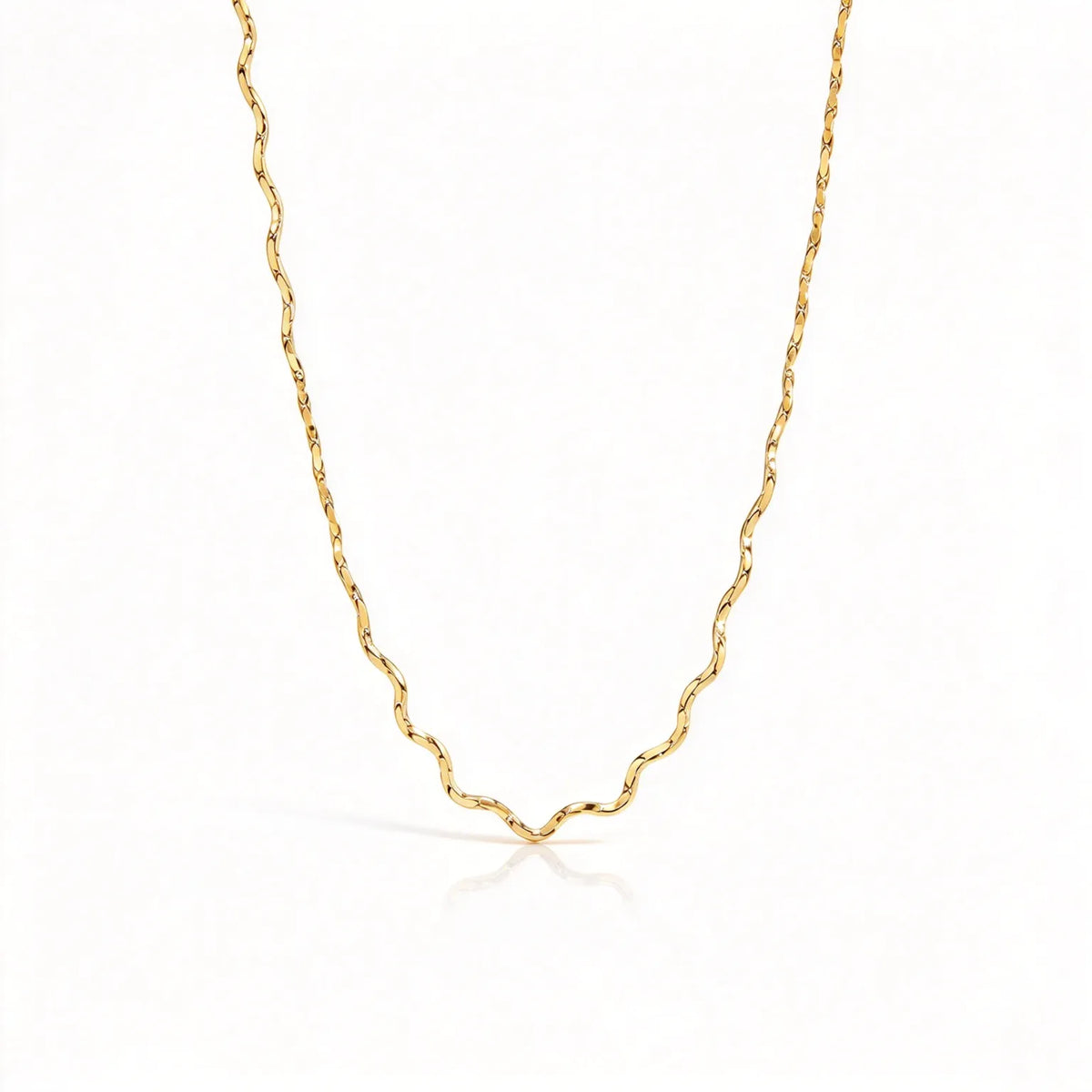 Waterproof Gold Layering Wavy Chain Necklace