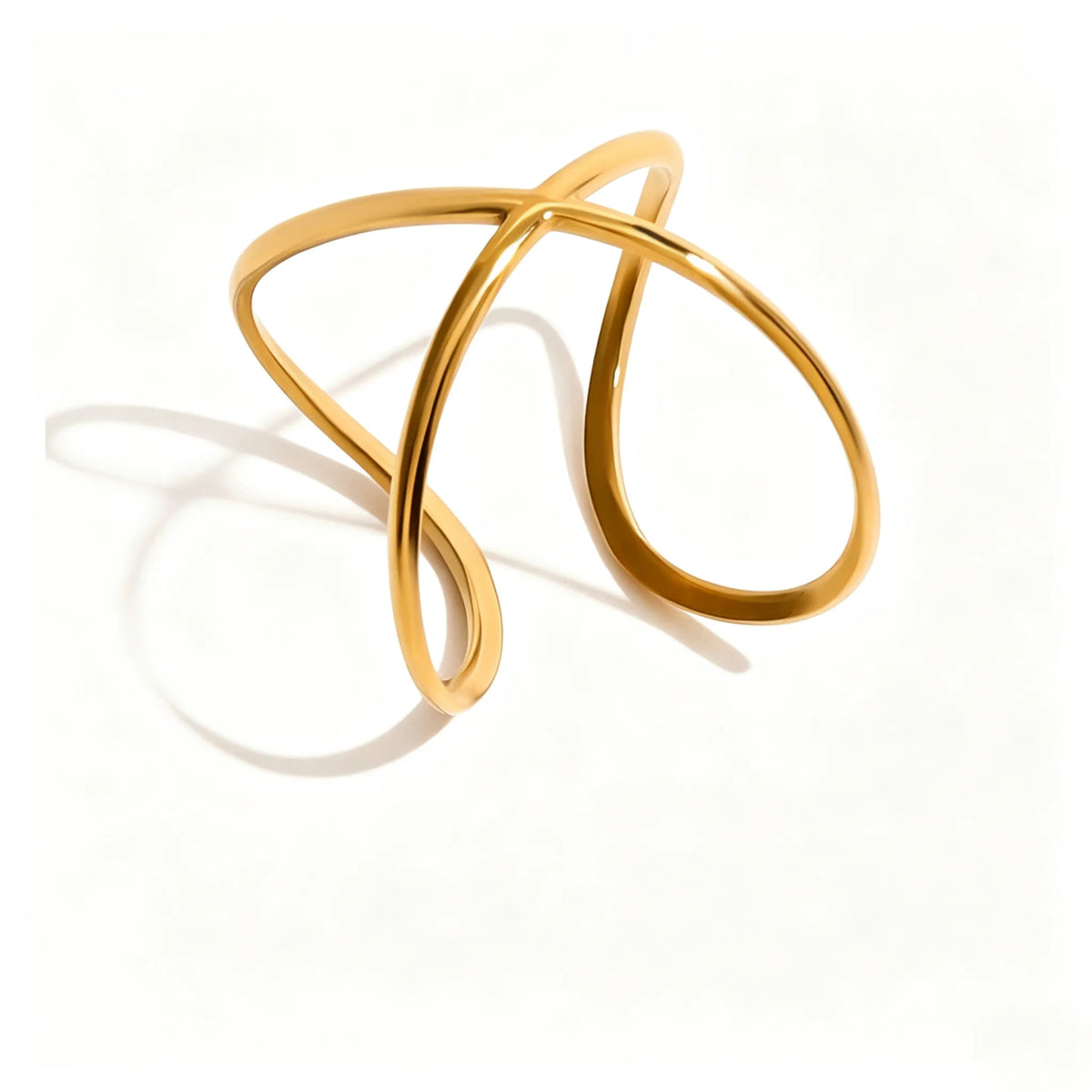 Waterproof Sculptural Geometric Cuff Open Rings