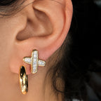 Waterproof Gold X Stud Earrings