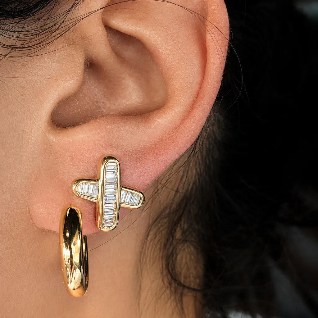 Waterproof Gold X Stud Earrings