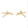 X-Shape CZ Ear Climber Earrings – Waterproof 18K Gold