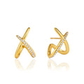 X-Shape Pavé CZ Ear Cuff – Waterproof 18K Gold