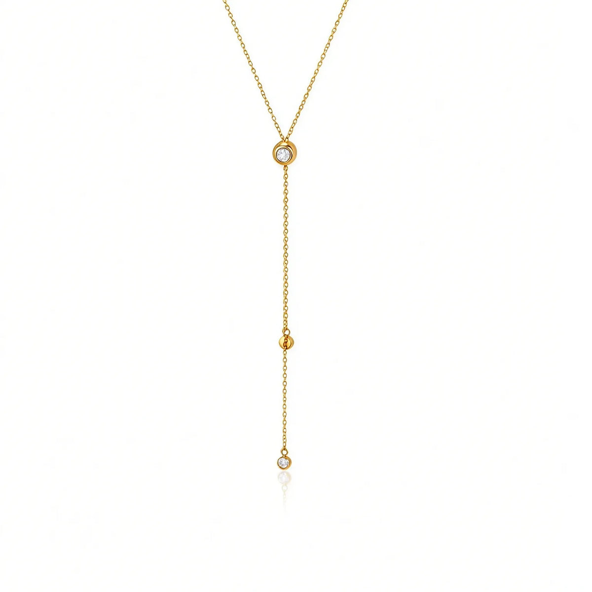 Waterproof Gold CZ Layering Chains Wave Necklace