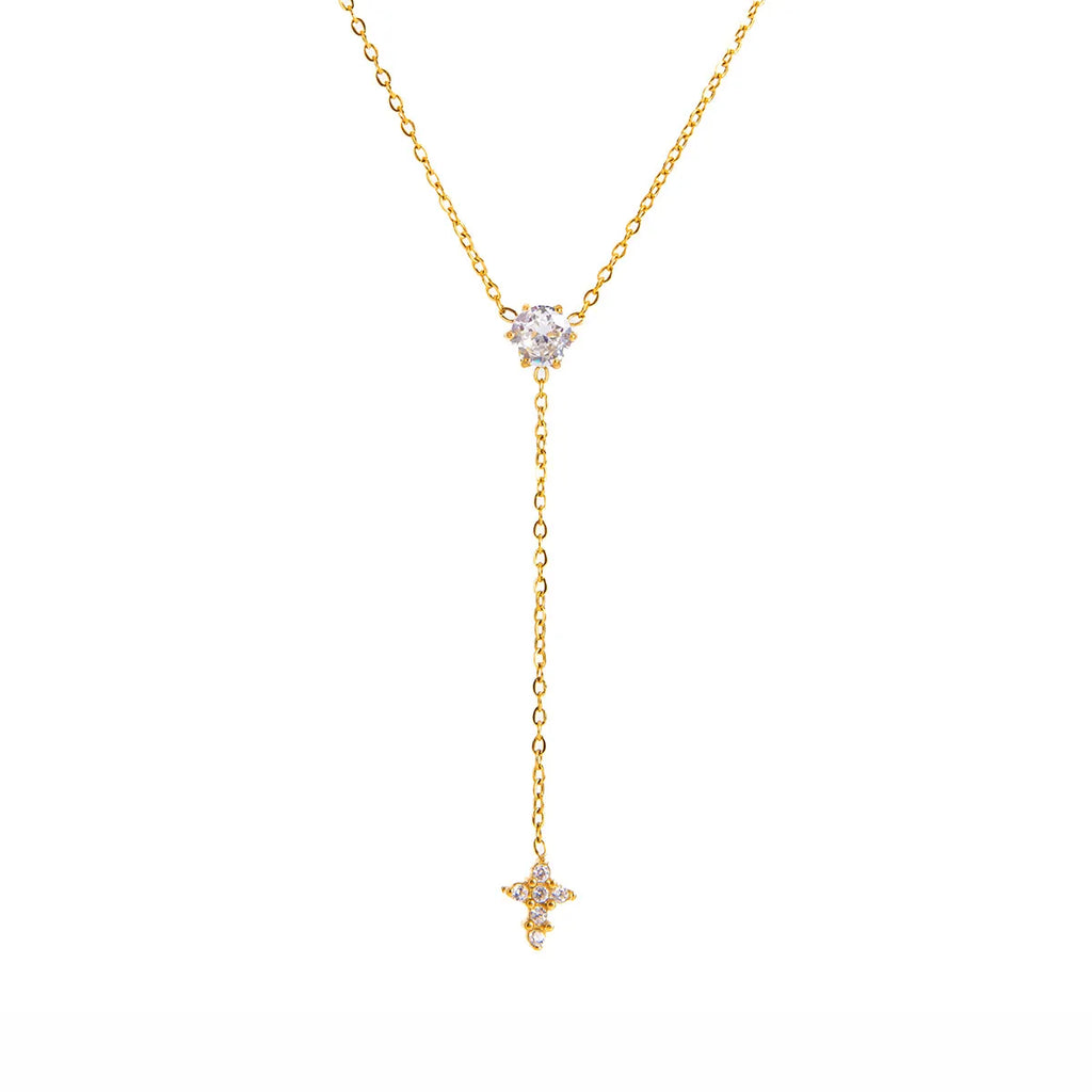 Waterproof Dainty Lariat CZ Y-Necklace