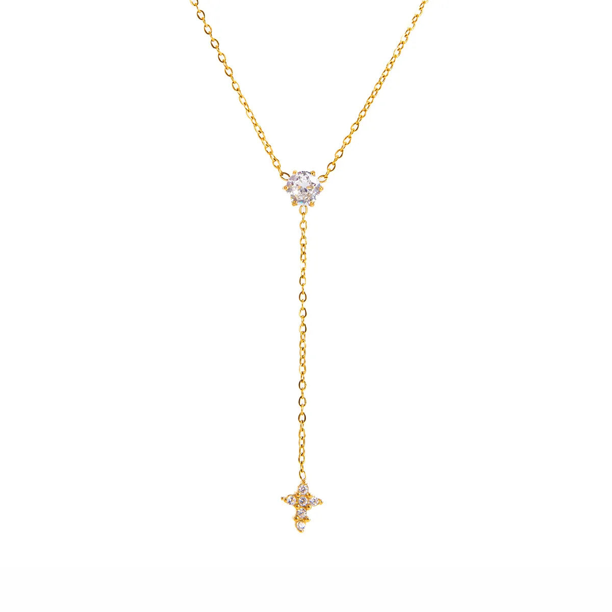 Waterproof Dainty Lariat CZ Y-Necklace