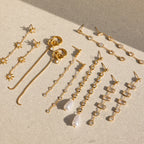 Zirconia Drop & Threader Earrings Collection – Waterproof 18K Gold