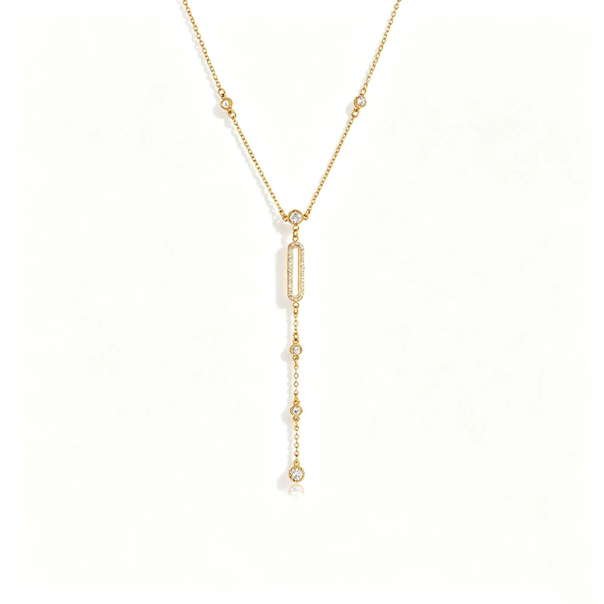 Zirconia Y-Lariat Necklace – Waterproof 18K Gold