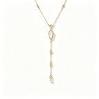 Zirconia Y-Lariat Necklace – Waterproof 18K Gold