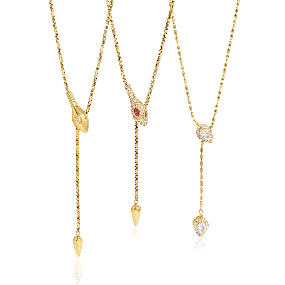 Snake Lariat Y-Necklace – Waterproof 18K Gold