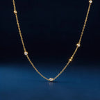 Bezel Zirconia Station Necklace – Waterproof 18K Gold