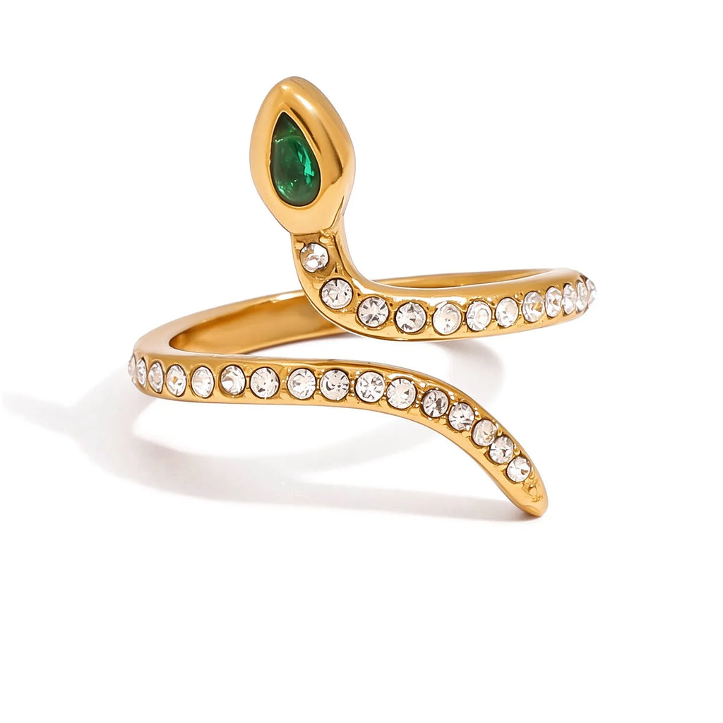 Waterproof Green Zircon Open Ring