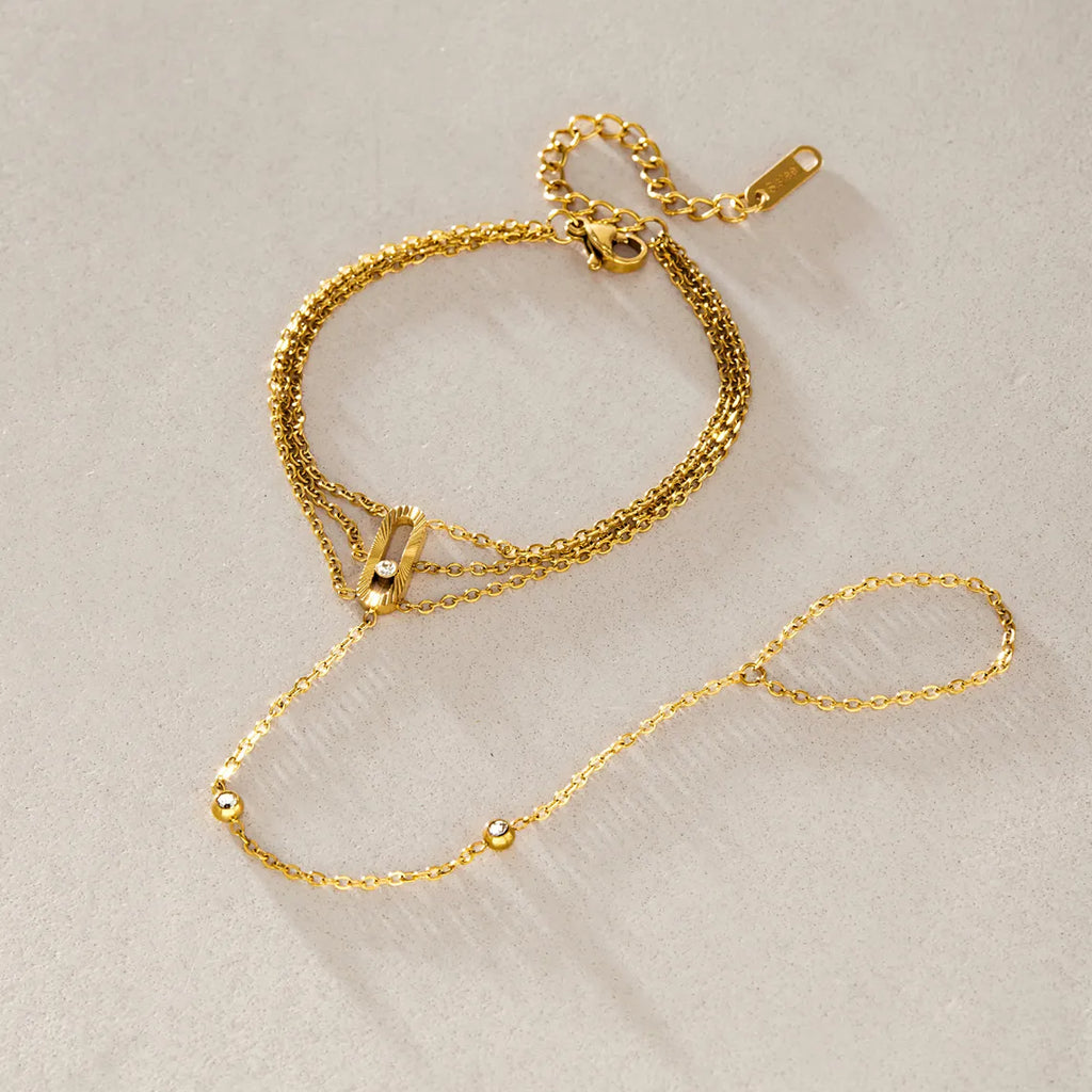 Waterproof Multi-Layer Hand Chain Bracelet with Ring