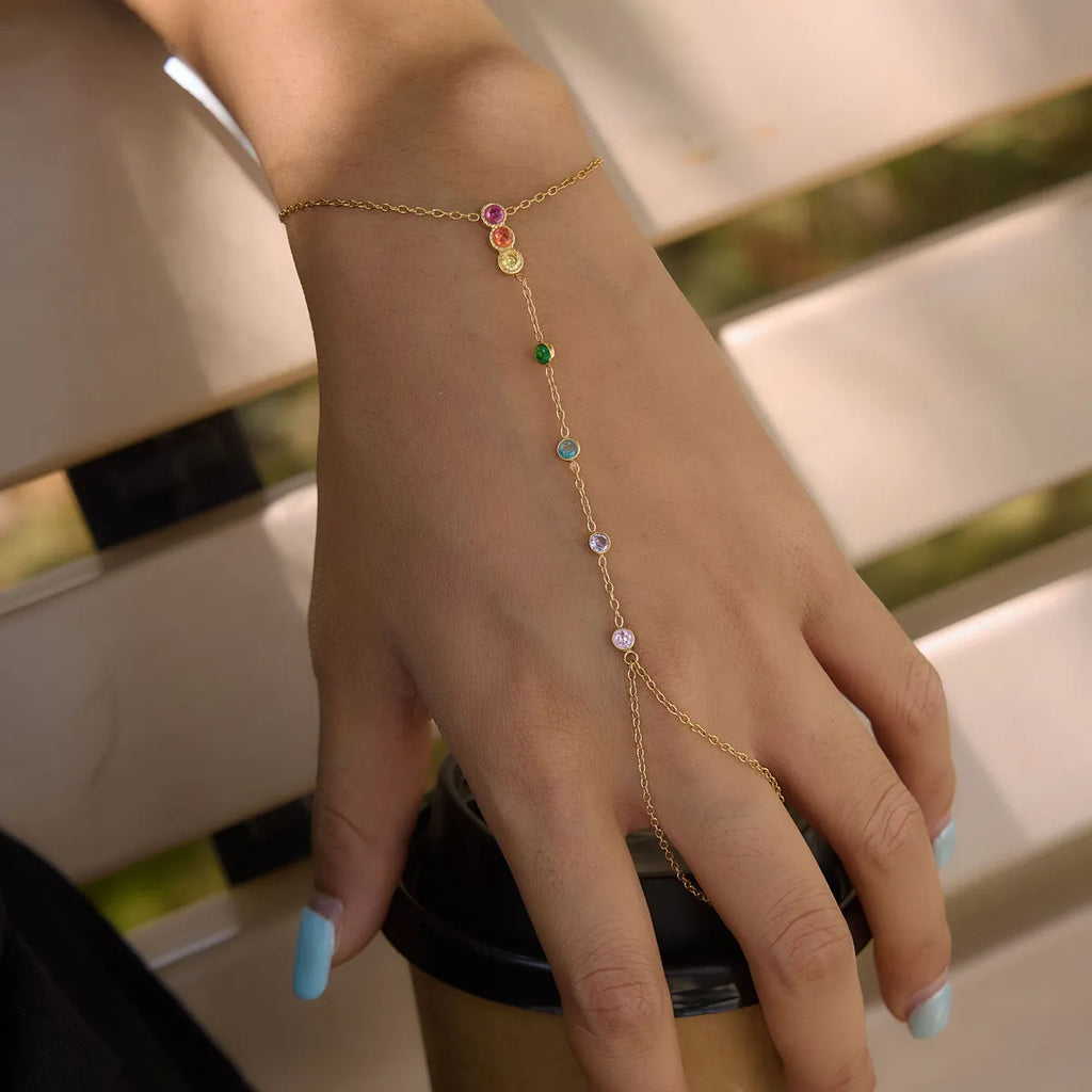 Rainbow Hand Chain Bracelet – Waterproof Stainless Steel
