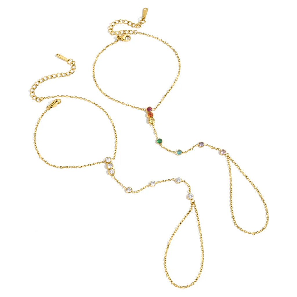Rainbow Hand Chain Bracelet – Waterproof Stainless Steel