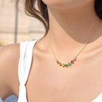 Rainbow Heart Zirconia Charm Necklace | Waterproof 18K Gold