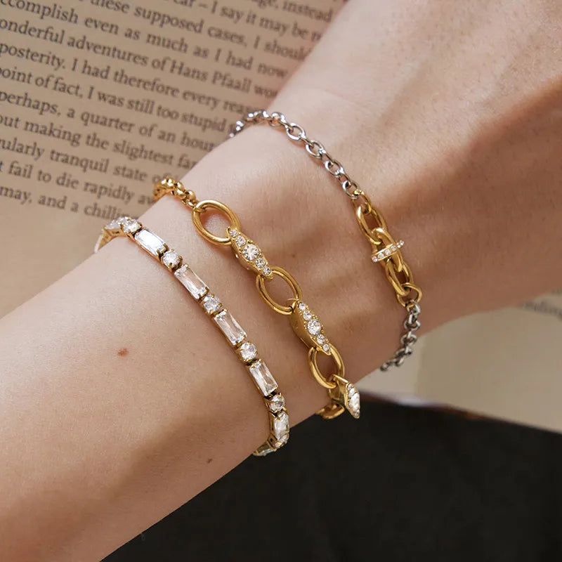 Waterproof Gold Chain & Tennis Stackable Bracelets