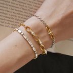 Waterproof Gold Chain & Tennis Stackable Bracelets