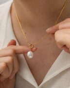 Waterproof Snake Chain Pearl Necklace