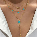 Waterproof Blue Stone Lariat Y-Necklace