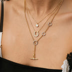 Waterproof Two-Tone T-bar Lariat Necklace