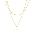 Layered Multi-Cross Charm Necklace – Waterproof 18K Gold