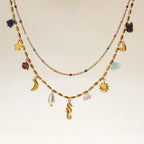 Waterproof Natural Stone & Pearl Layered Necklace