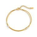 Layered Snake Chain & Marquise Zirconia Bracelet – Waterproof 18K Gold