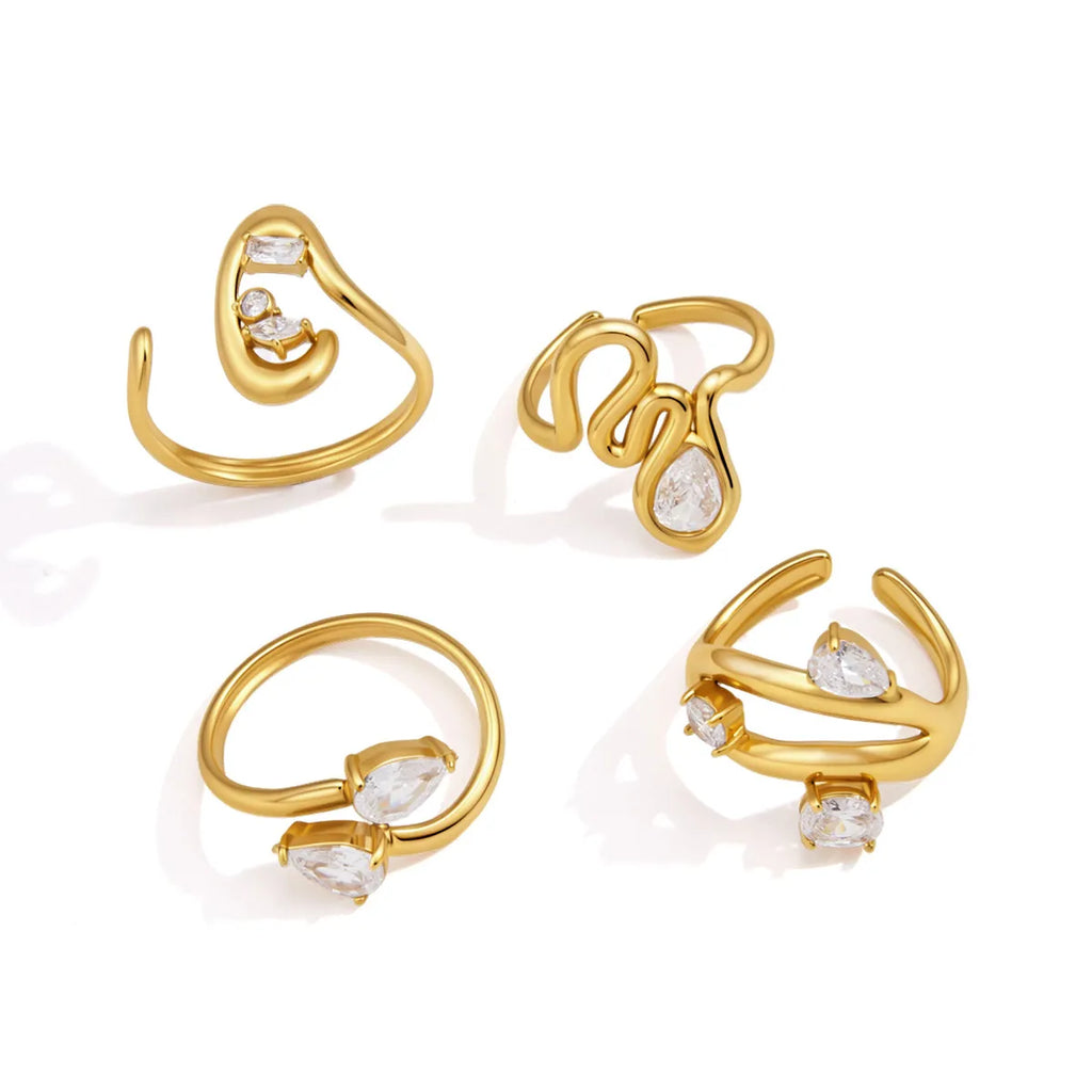 Waterproof Liquid Gold CZ Open Rings