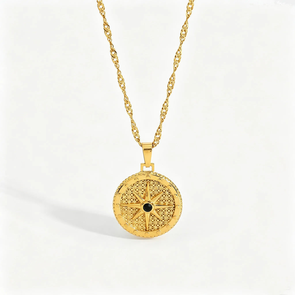 Celestial Medallion Necklace | Waterproof 18K Gold