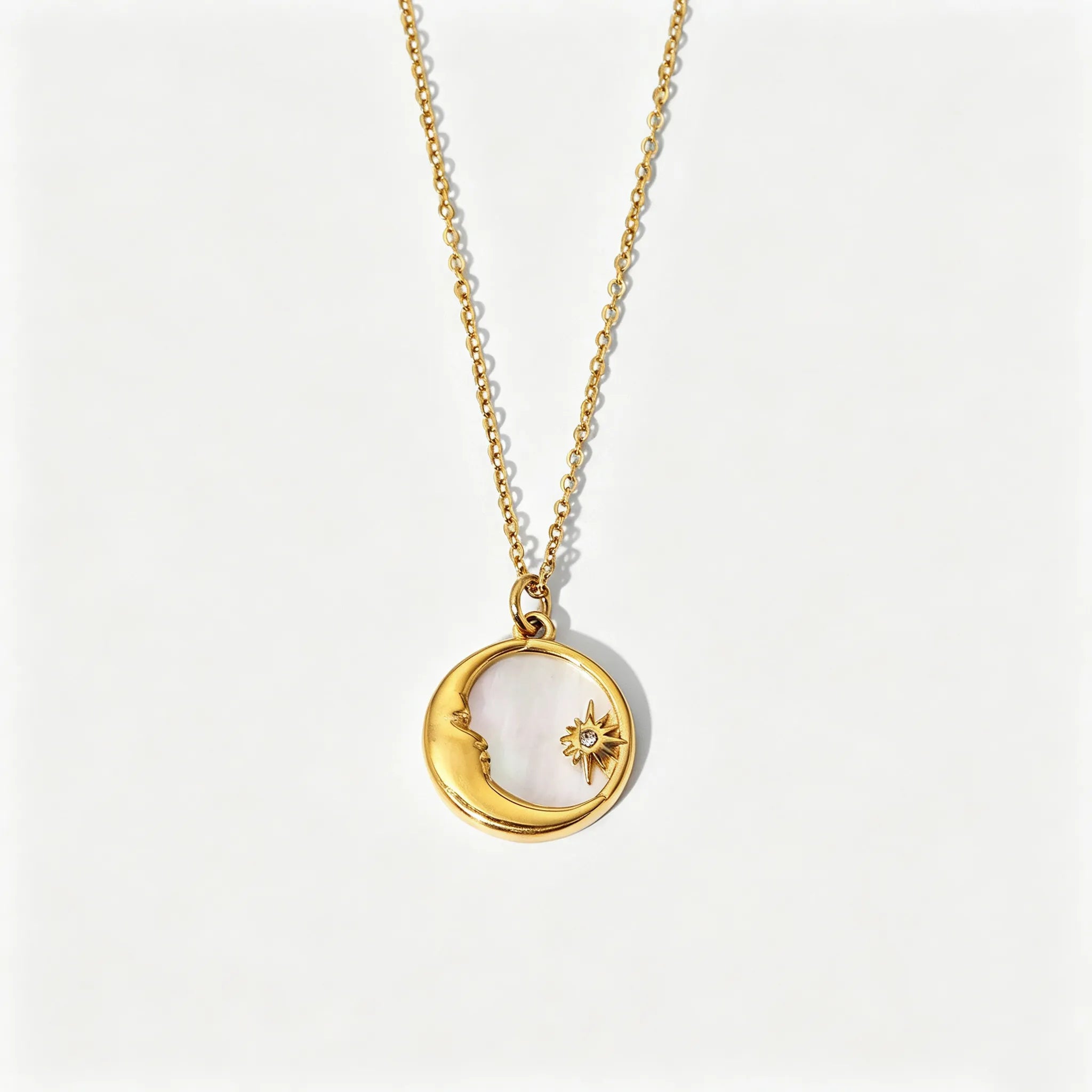 Celestial Medallion Necklace – Waterproof 18K Gold Steel
