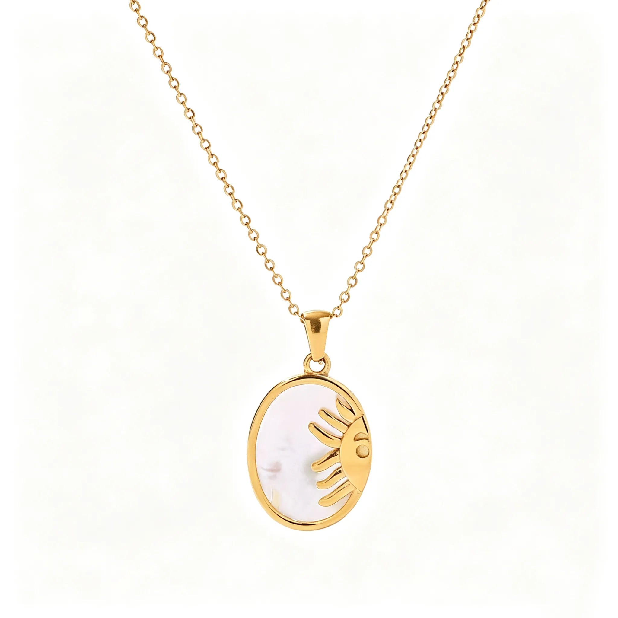 Celestial Medallion Necklace – Waterproof 18K Gold Steel